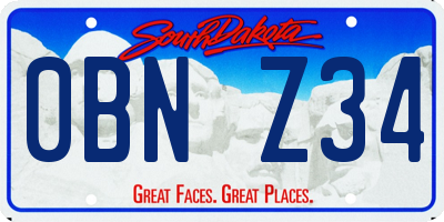 SD license plate 0BNZ34