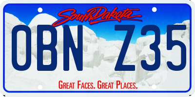 SD license plate 0BNZ35