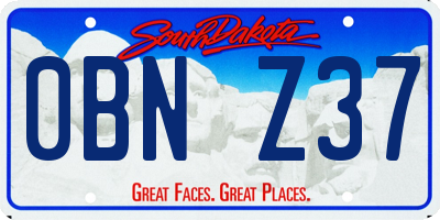 SD license plate 0BNZ37