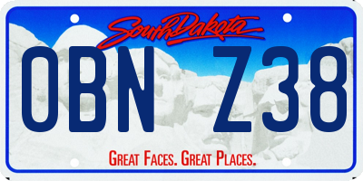 SD license plate 0BNZ38