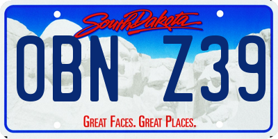 SD license plate 0BNZ39