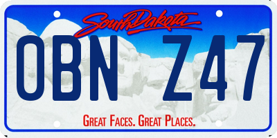 SD license plate 0BNZ47