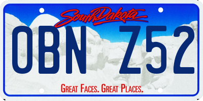 SD license plate 0BNZ52