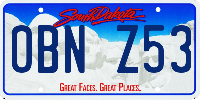 SD license plate 0BNZ53