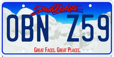 SD license plate 0BNZ59