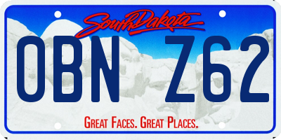 SD license plate 0BNZ62