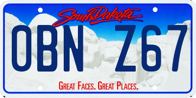 SD license plate 0BNZ67