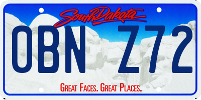 SD license plate 0BNZ72
