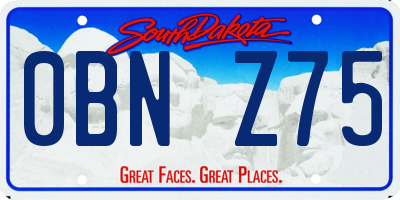 SD license plate 0BNZ75