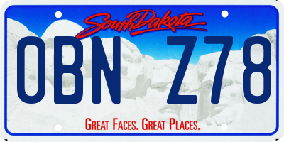 SD license plate 0BNZ78
