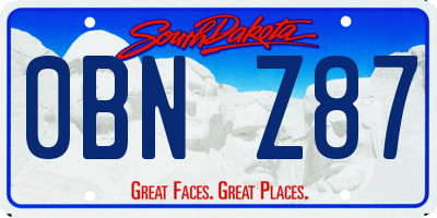 SD license plate 0BNZ87