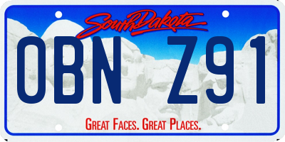 SD license plate 0BNZ91