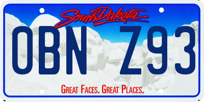 SD license plate 0BNZ93