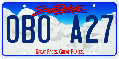 SD license plate 0BOA27