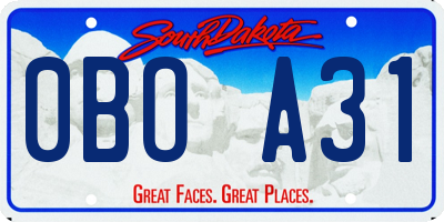 SD license plate 0BOA31