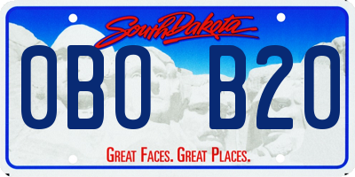 SD license plate 0BOB20