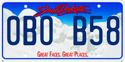 SD license plate 0BOB58