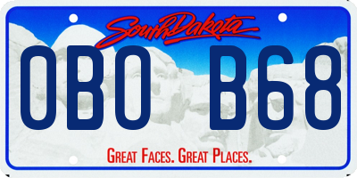 SD license plate 0BOB68
