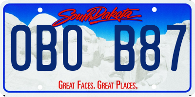 SD license plate 0BOB87