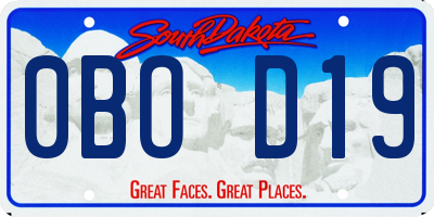 SD license plate 0BOD19