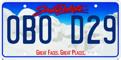 SD license plate 0BOD29