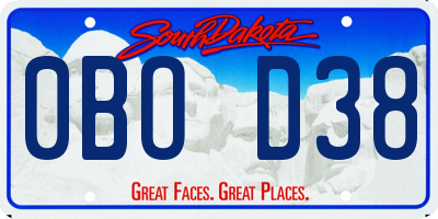 SD license plate 0BOD38