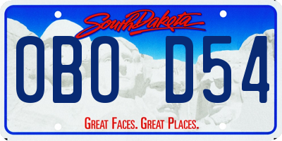 SD license plate 0BOD54