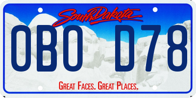 SD license plate 0BOD78