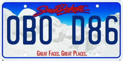 SD license plate 0BOD86