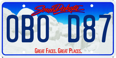 SD license plate 0BOD87