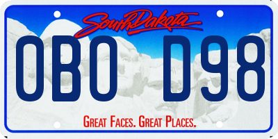 SD license plate 0BOD98
