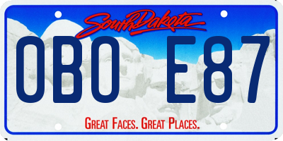 SD license plate 0BOE87