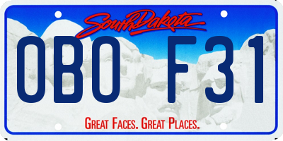 SD license plate 0BOF31