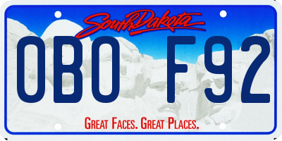 SD license plate 0BOF92
