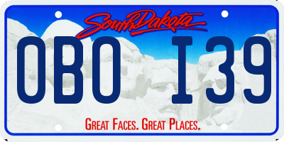 SD license plate 0BOI39