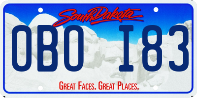 SD license plate 0BOI83