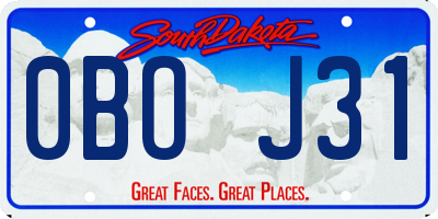 SD license plate 0BOJ31