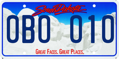 SD license plate 0BOO10