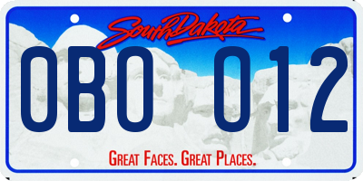 SD license plate 0BOO12
