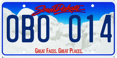SD license plate 0BOO14