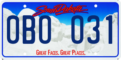 SD license plate 0BOO31