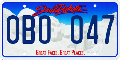 SD license plate 0BOO47