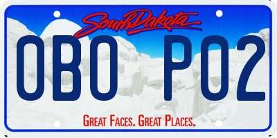SD license plate 0BOP02