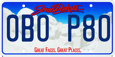 SD license plate 0BOP80