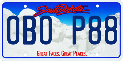 SD license plate 0BOP88