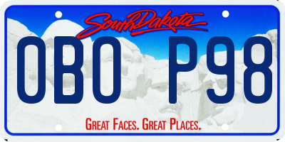 SD license plate 0BOP98