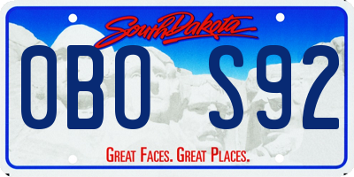 SD license plate 0BOS92