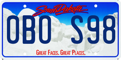 SD license plate 0BOS98