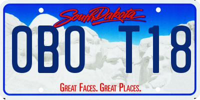 SD license plate 0BOT18