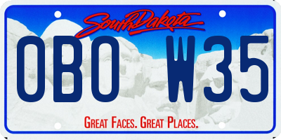 SD license plate 0BOW35